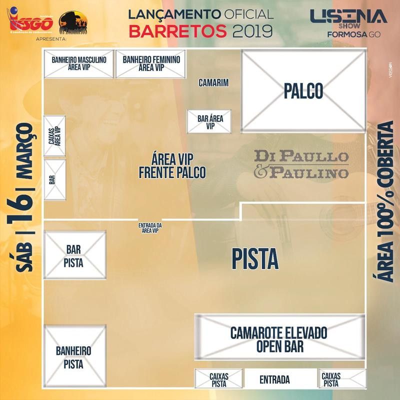 Pista está 30 reais Vip 50 reais  Camarote open bar está 150 reais.