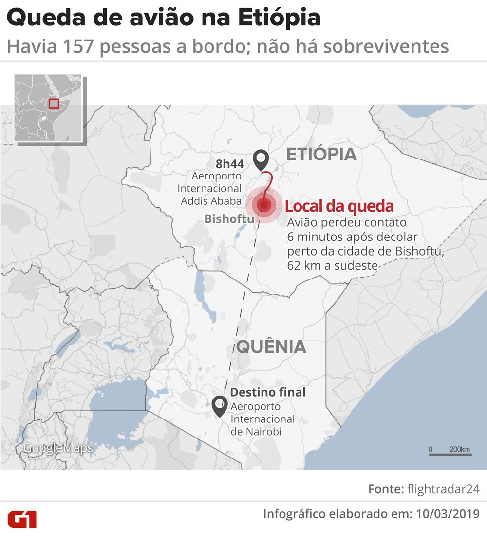 Queda de avião na Etiópia — Foto: Juliane Monteiro/G1